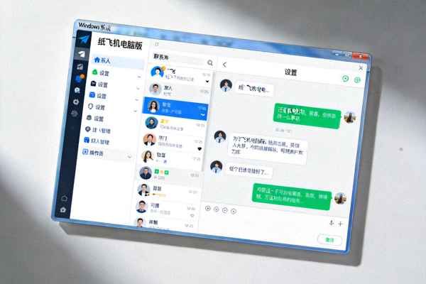 纸飞机电脑版在Windows桌面上的运行截图展示 - 清晰的聊天界面和功能侧边栏